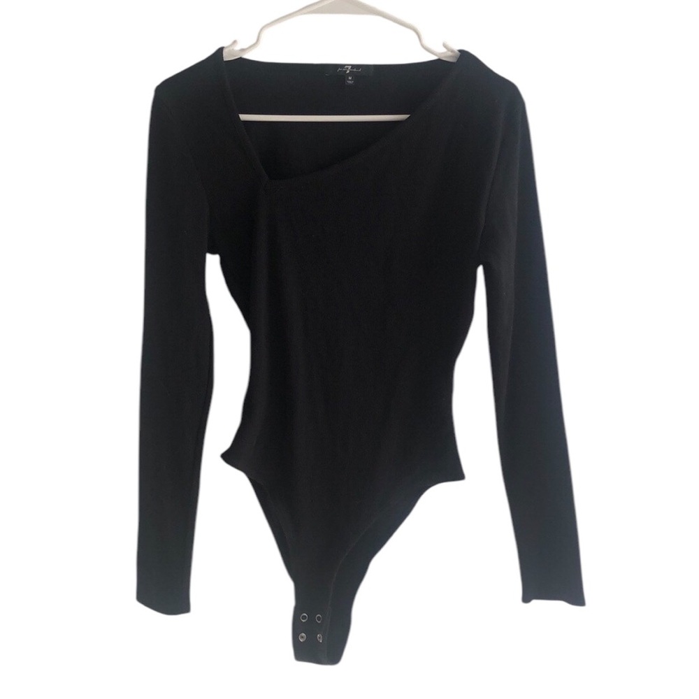 7 for all Mankind black ribbed long sleeve bodysuit M